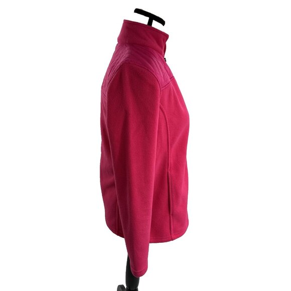 Talbots Womens Size P Petite Fleece Jacket Pink Full Zip Quilted Yoke Classic - Picture 3 of 6